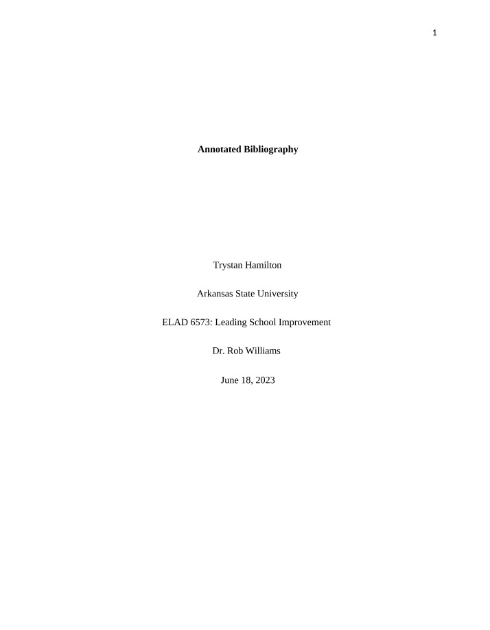 Shortened School Week Benefits - Improving Instruction and Annotated Bibliography