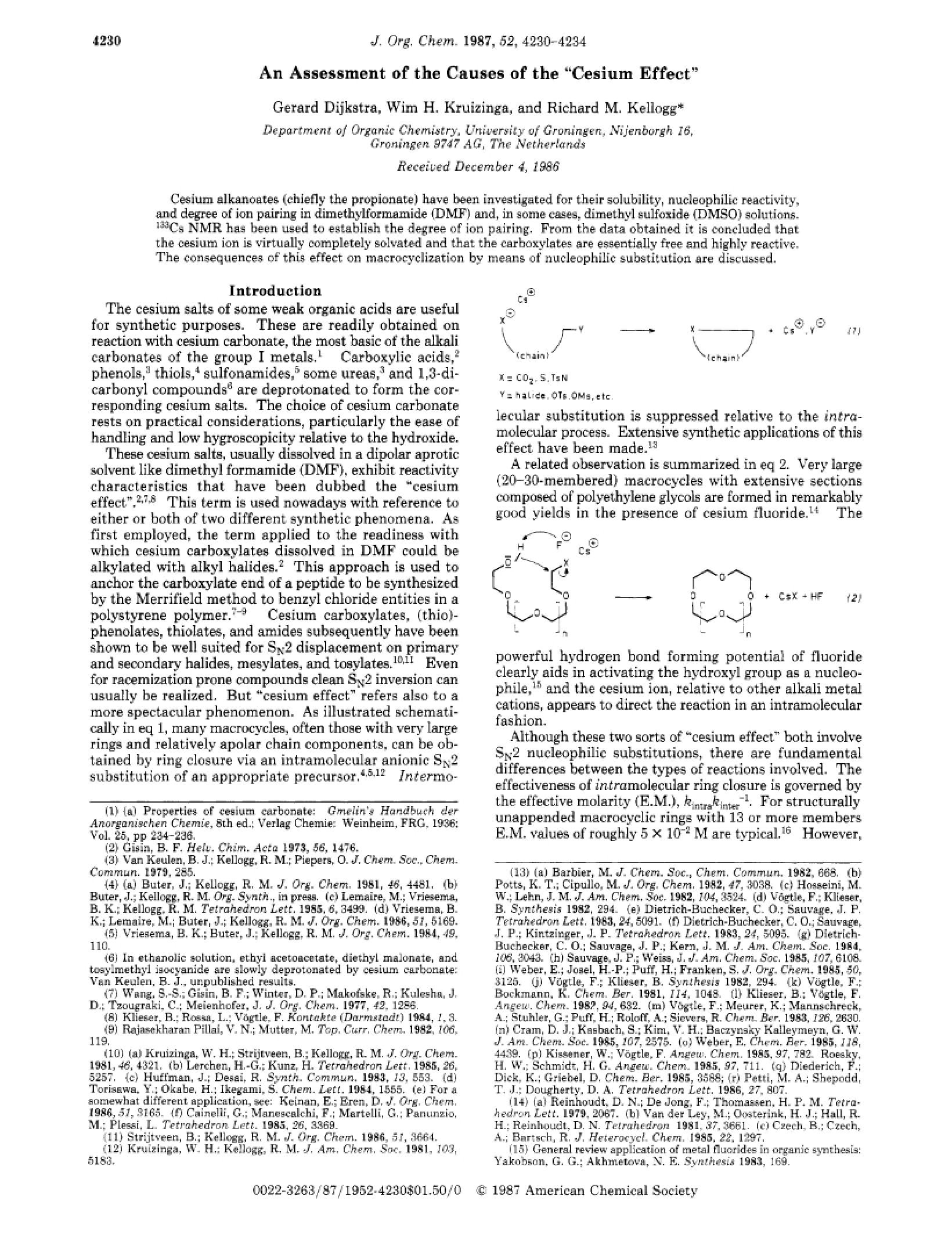 Cesium Effect Assessing Causes