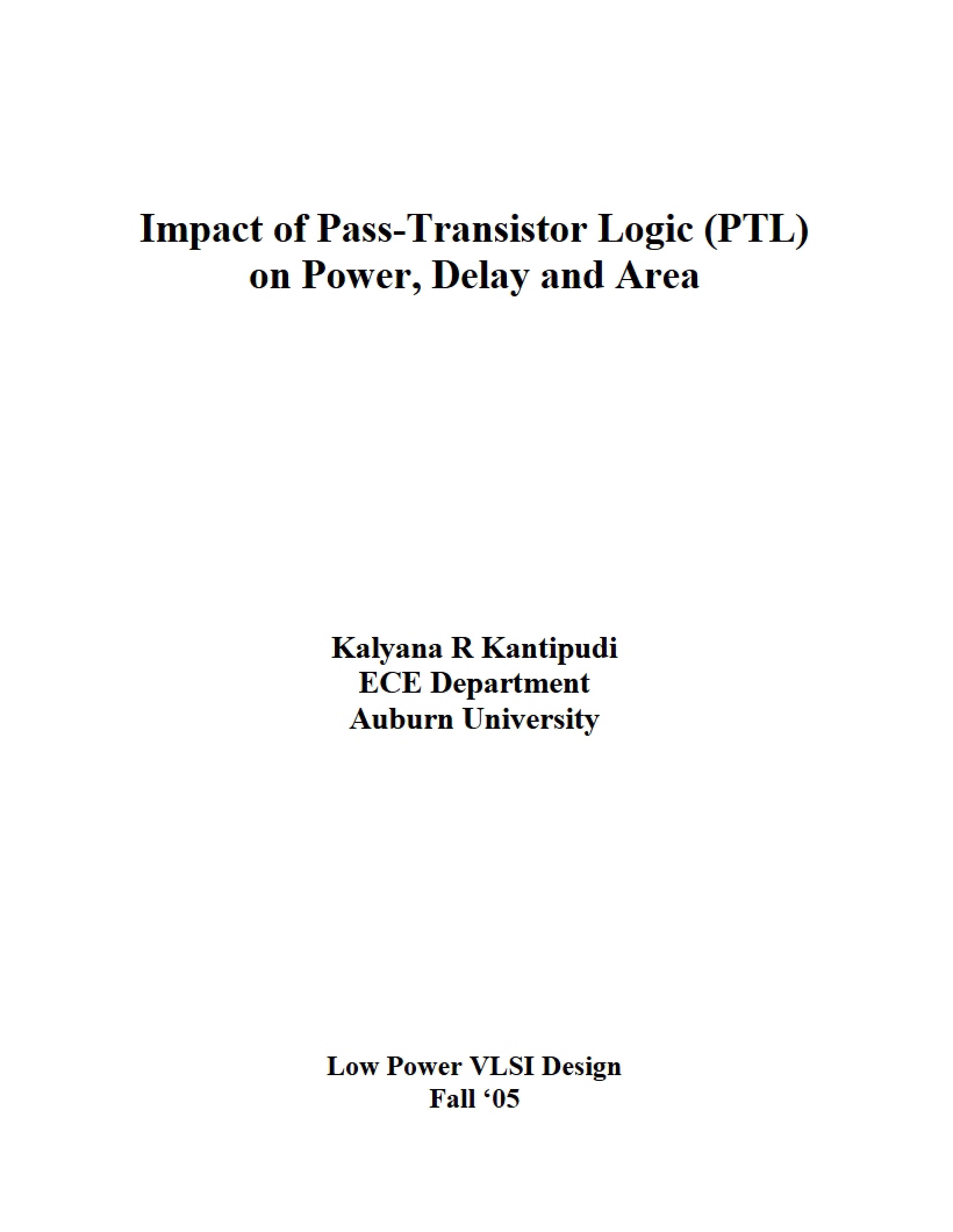 PTL (Pass-Transistor Logic) and its Impact