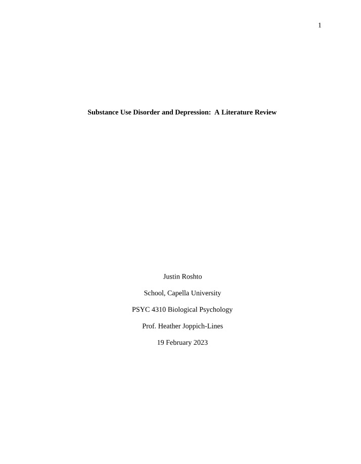 Correlation Between Depression and Substance Use Disorder