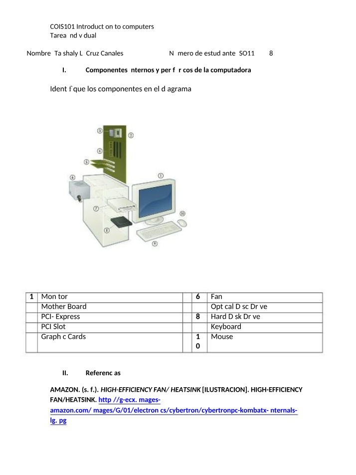 Internal and Peripheral Components of a Computer