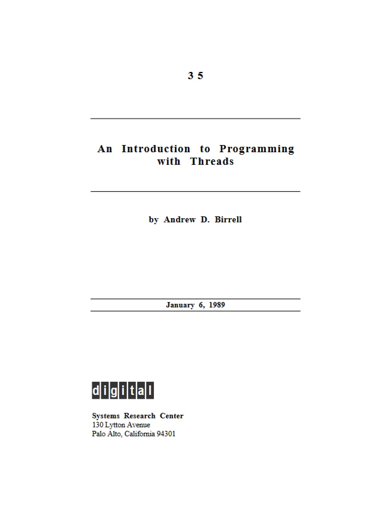 Programming with Threads Introduction