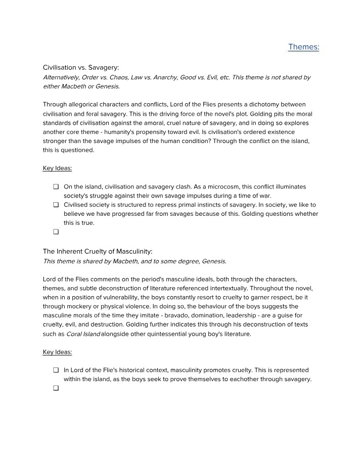 Lord of the Flies - The Dichotomy of Civilisation and Savagery