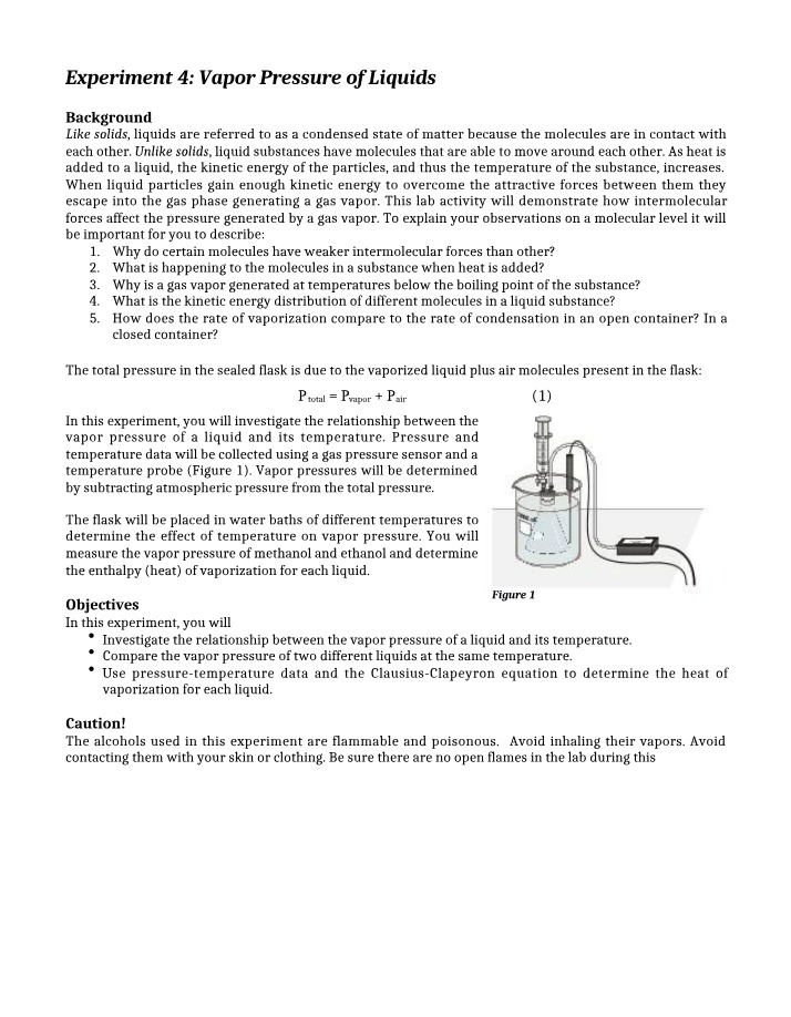 Lab Report - Vapor Pressure of Liquids