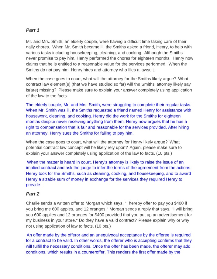 Elderly Couple Hires Friend for Chores - Legal Analysis