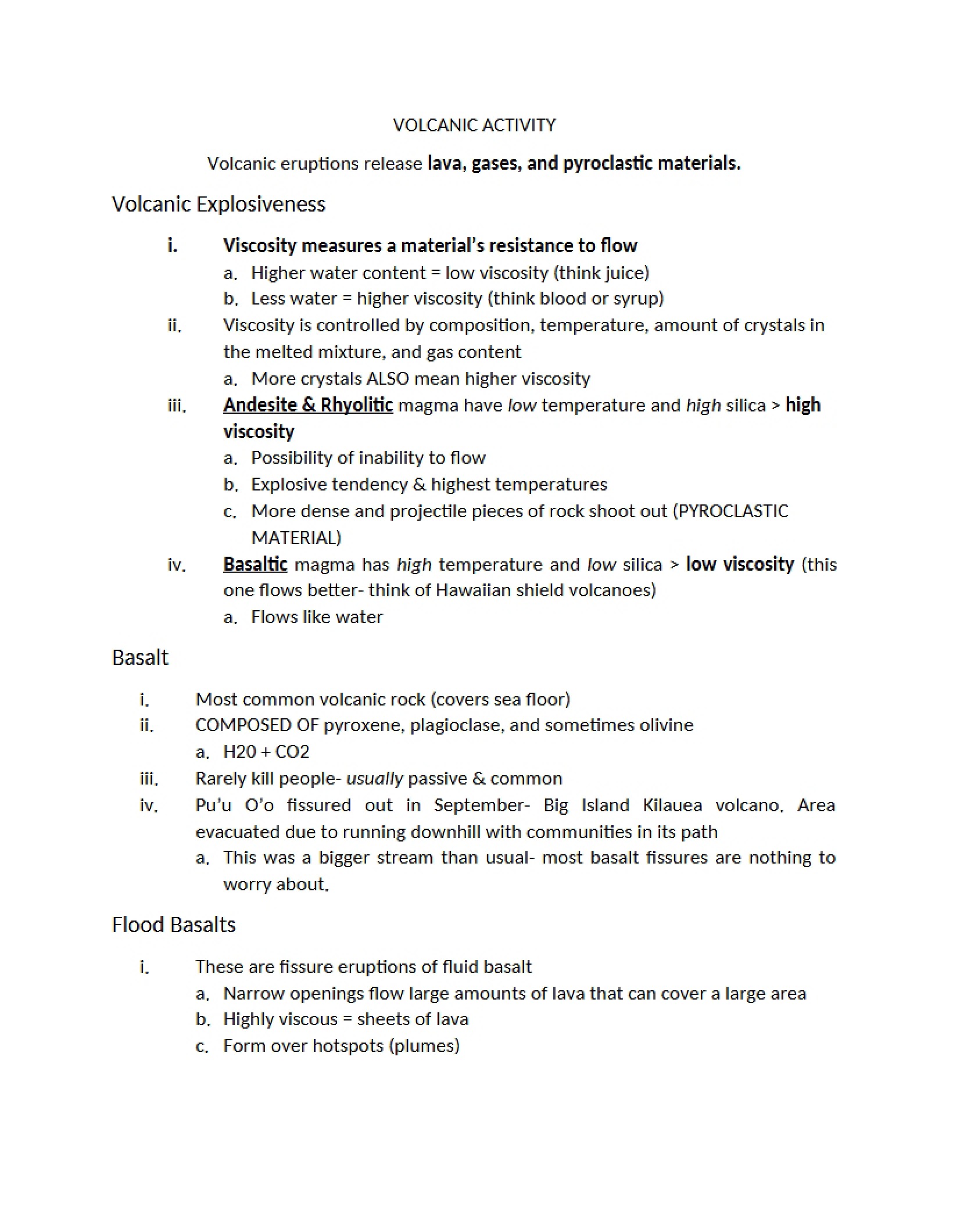 Activity of Volcanoes