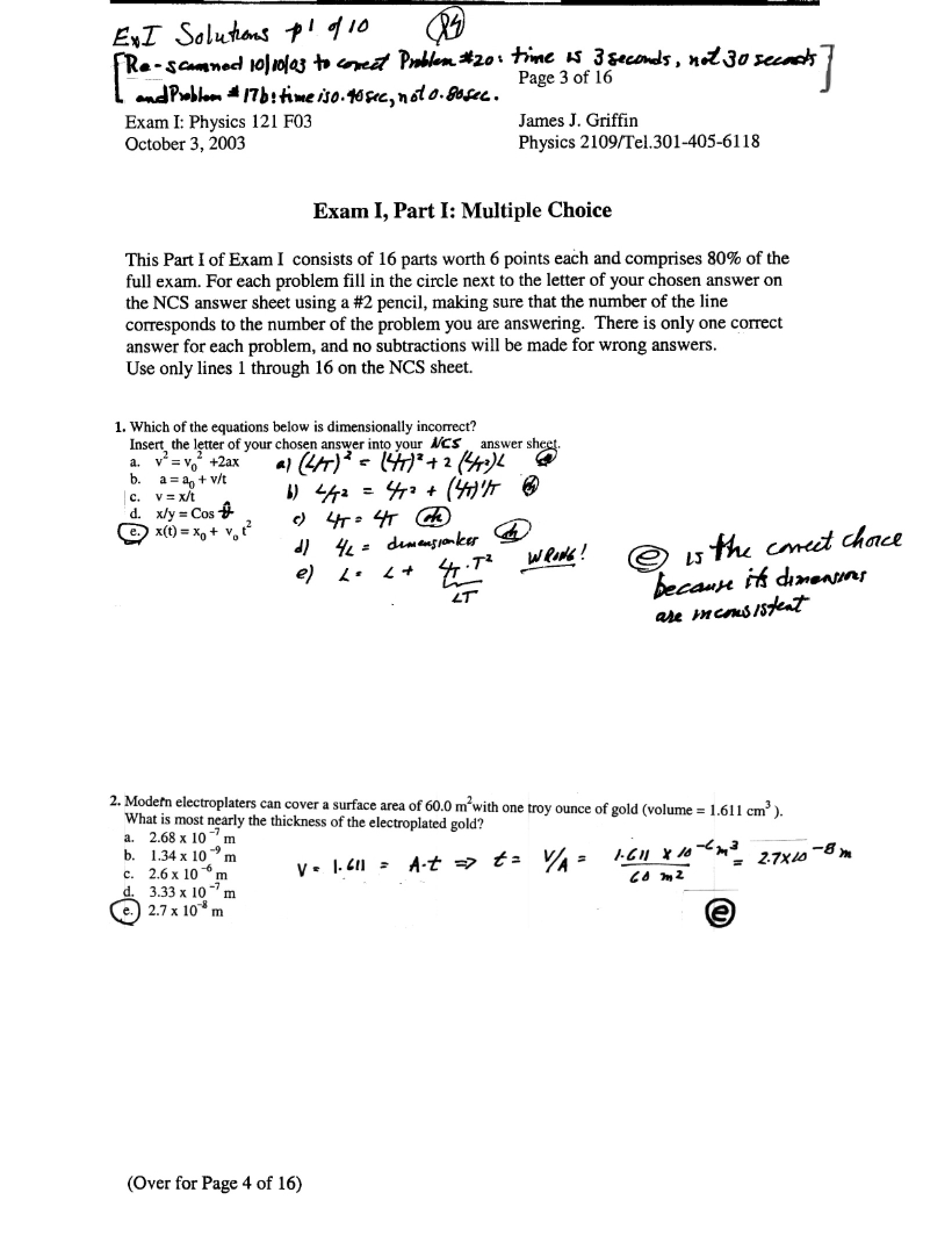 Multiple Choice Part 1 - Exam I