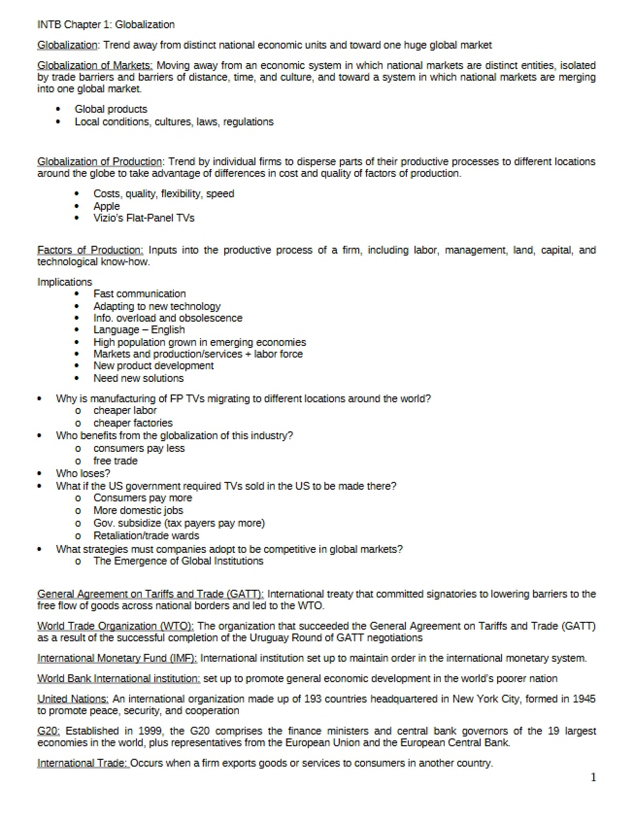 Chapter 1 Globalization Concepts