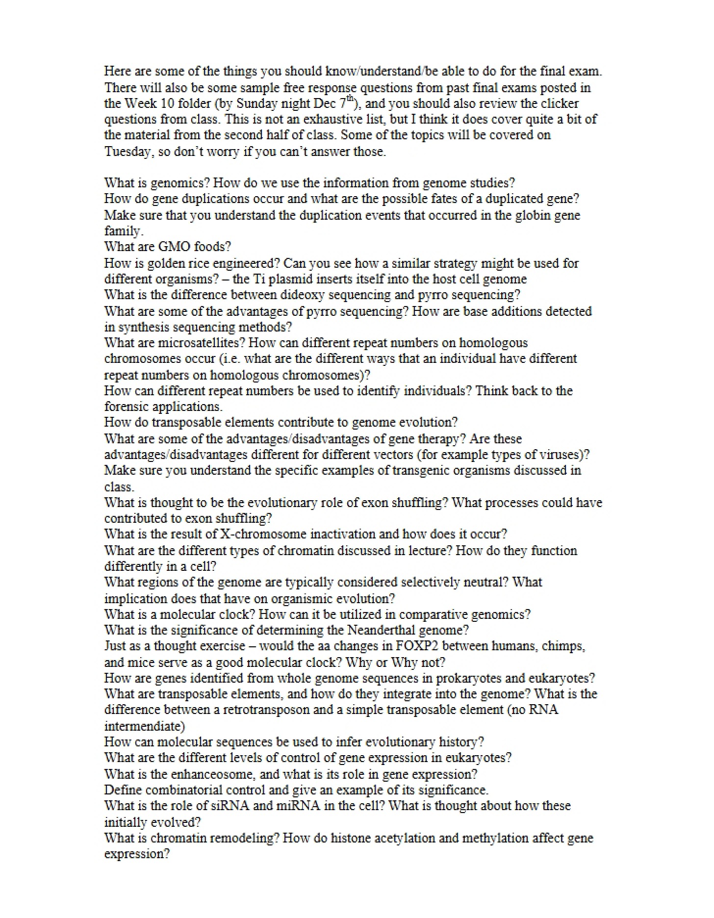 Study Guide for LS3