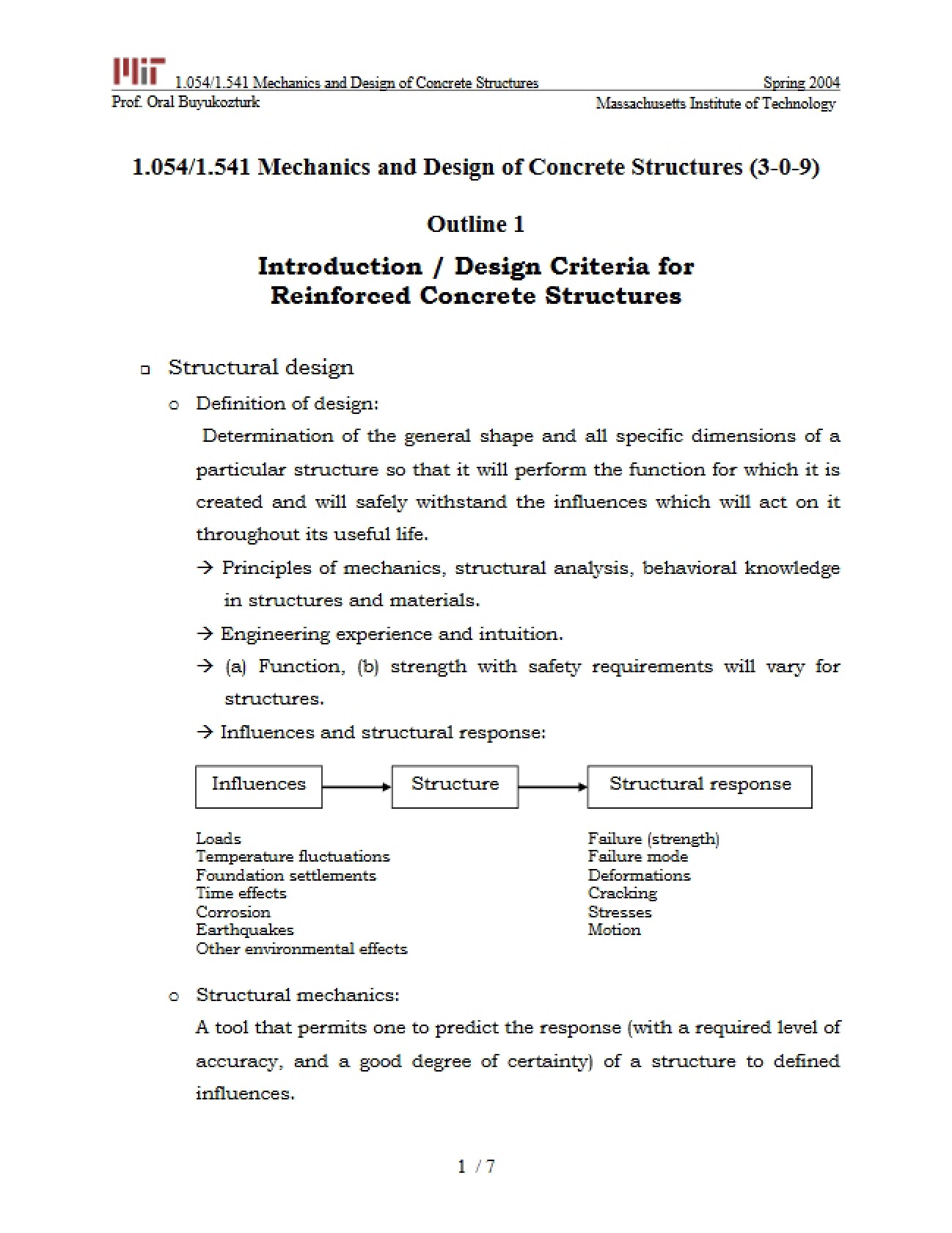 Reinforced Concrete Structure Criteria