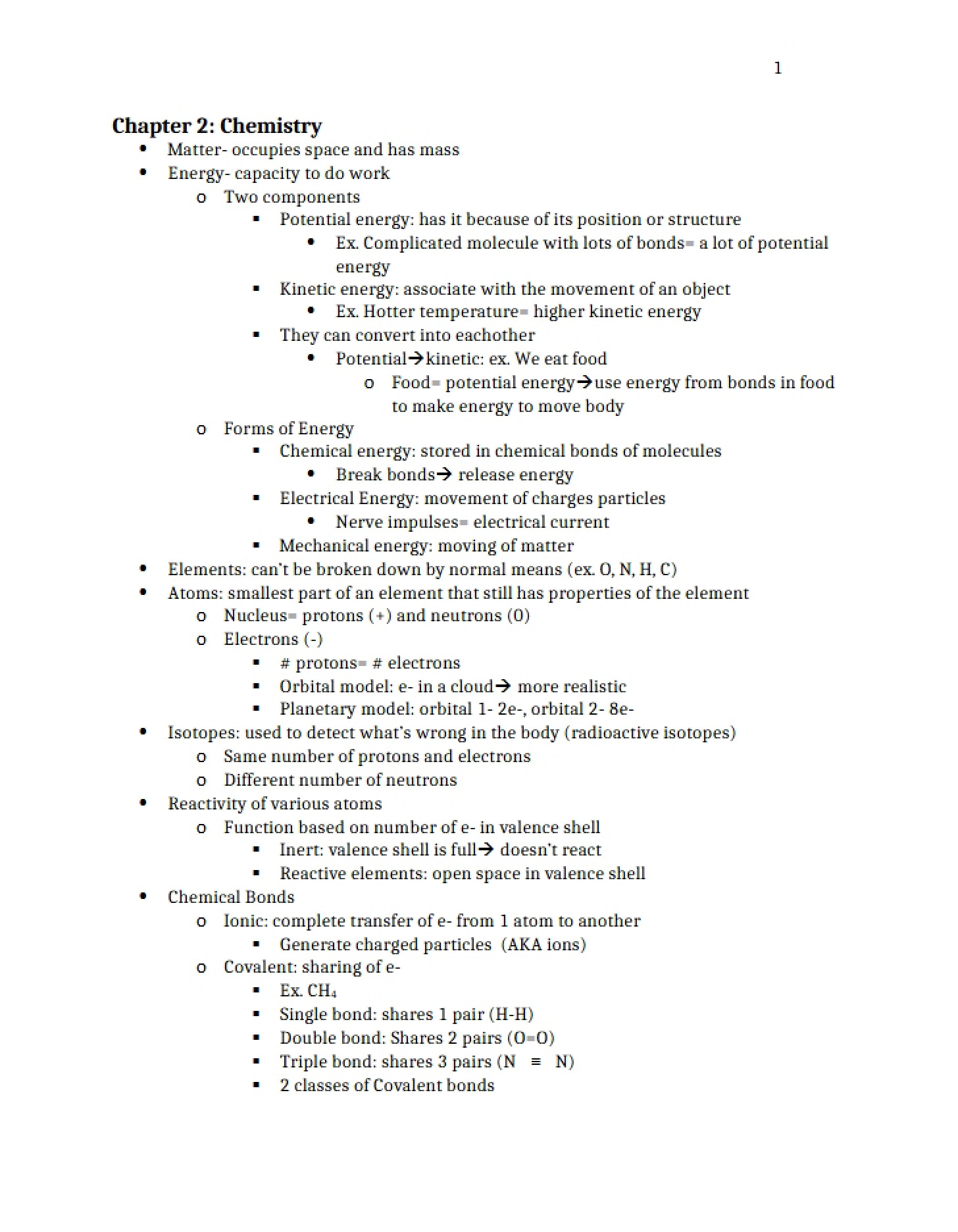 Chapter Two Notes