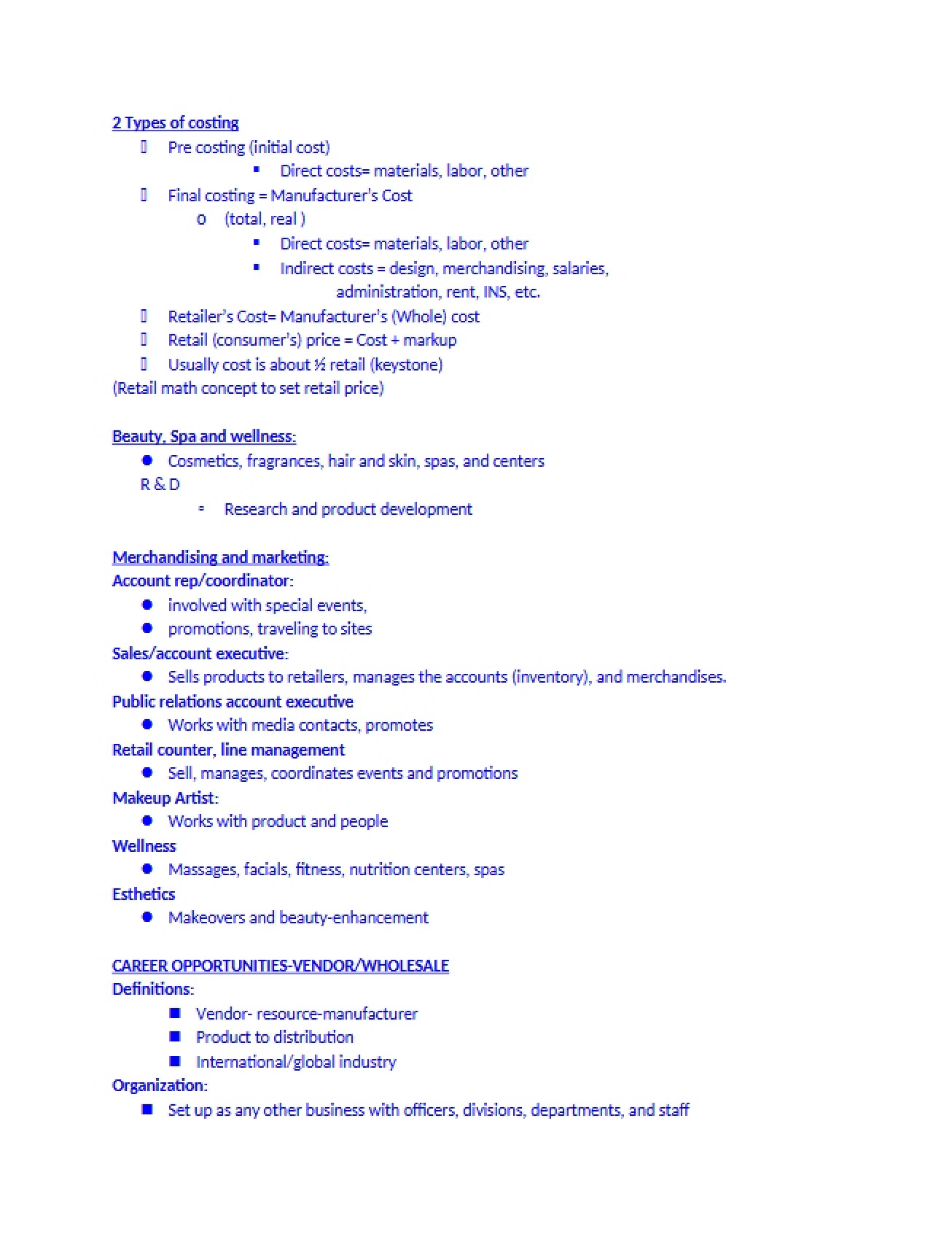 Course Study Guide for Retail Analysis