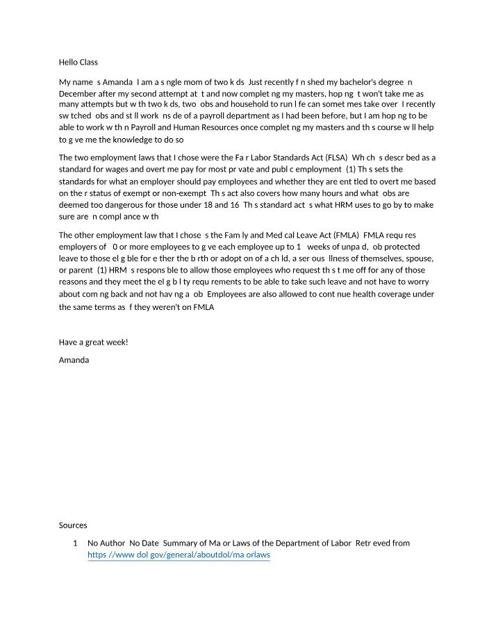 Week 1 Discussion - HRM 510