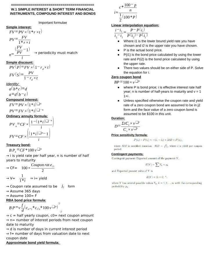 Summary Notes for ACST2001