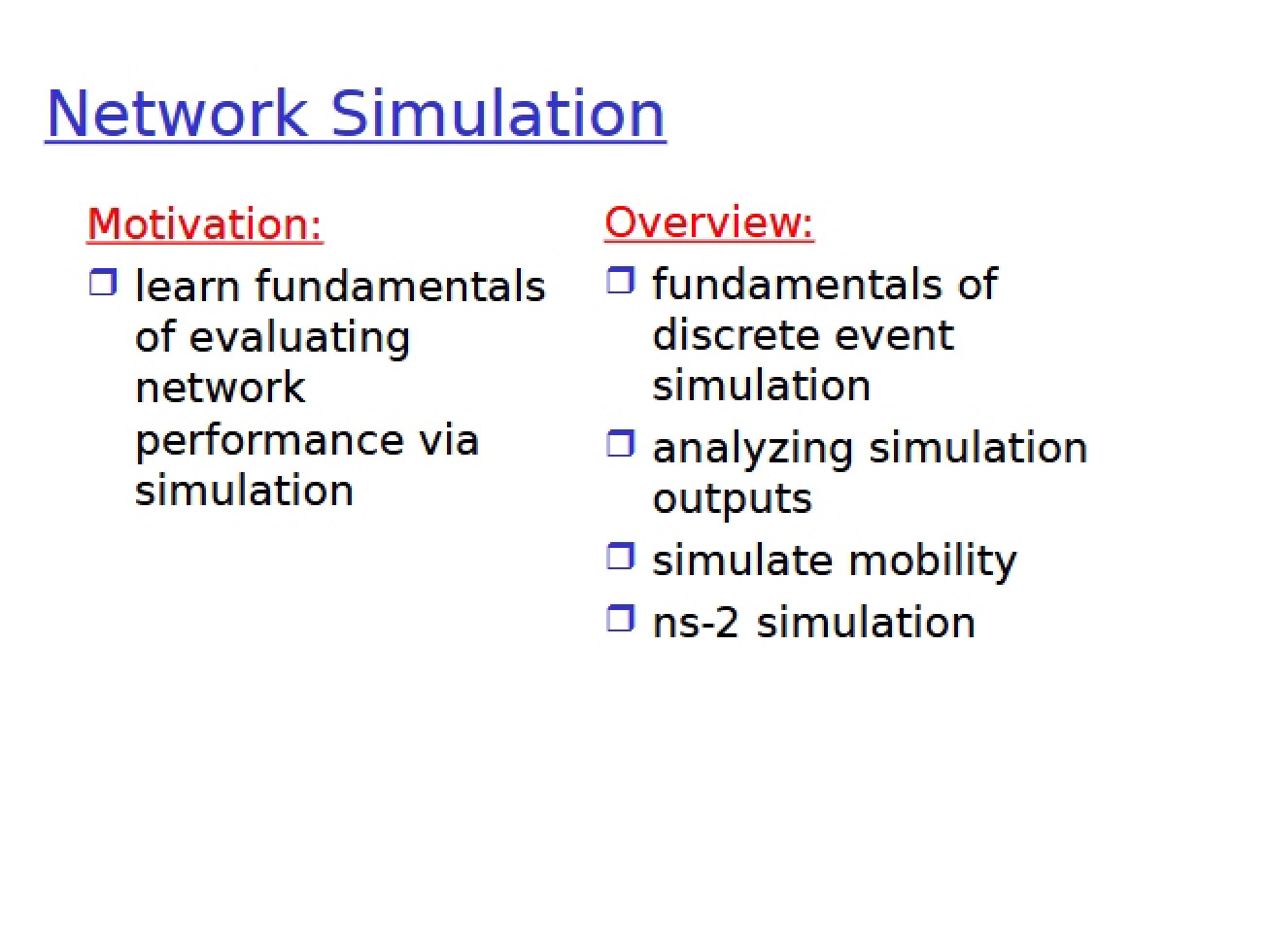 Network Simulation