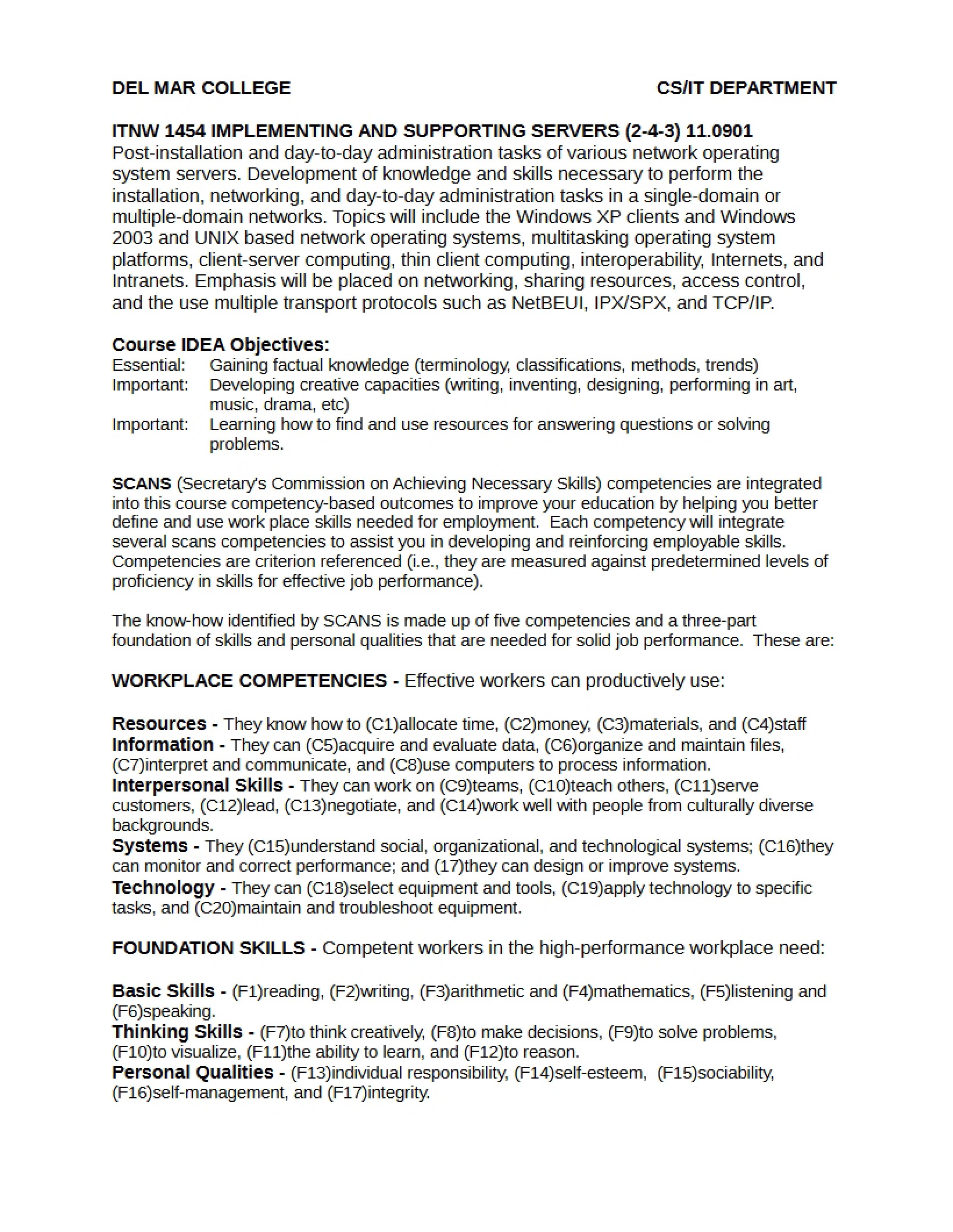 Implementing and Supporting Servers Syllabus