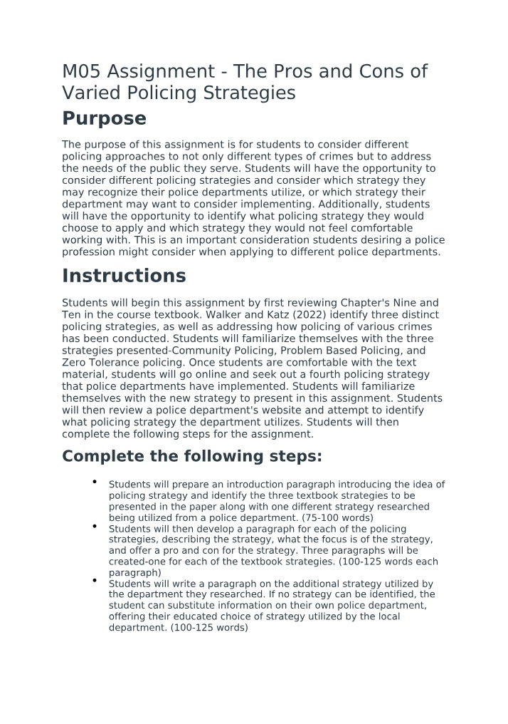 Pros and Cons of Varied Policing Strategies
