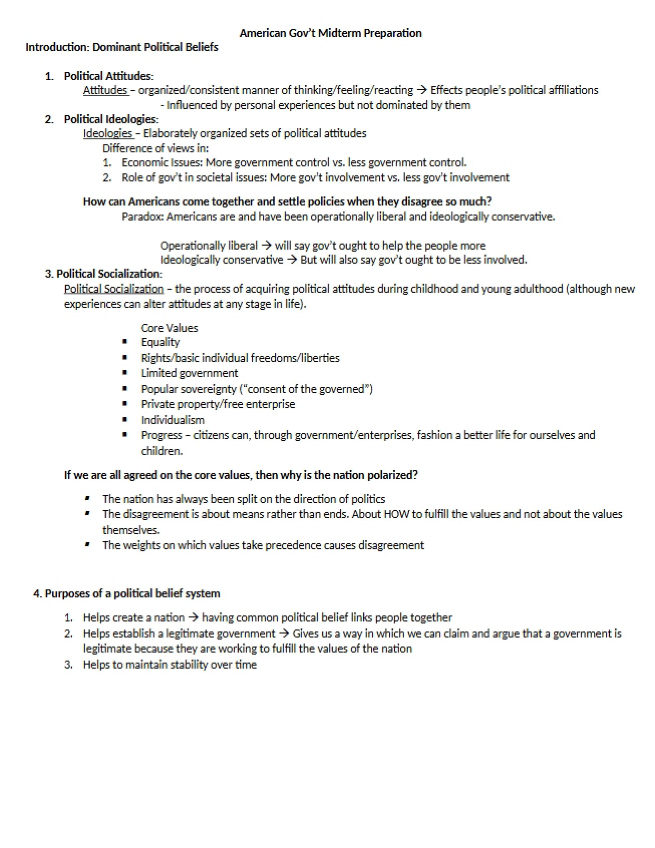 Dominant Political Beliefs Intro