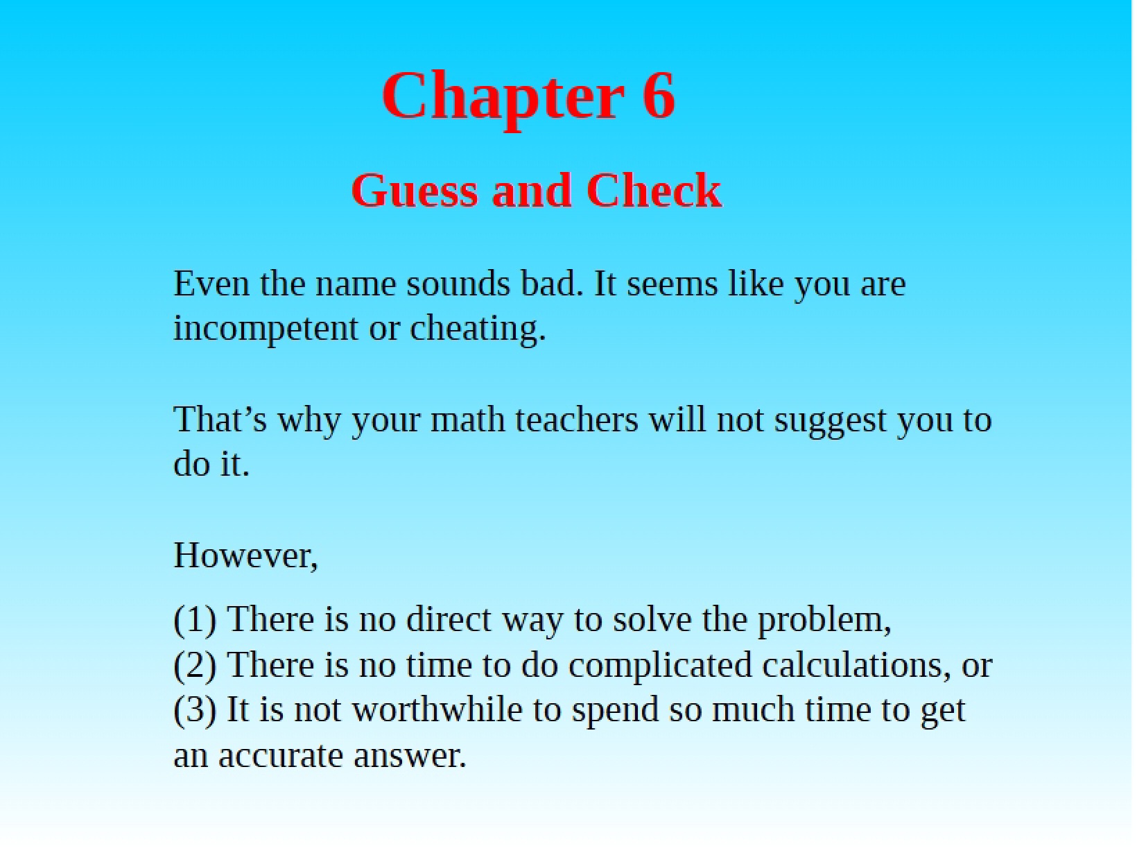 Guess and Check Method Chapter 6