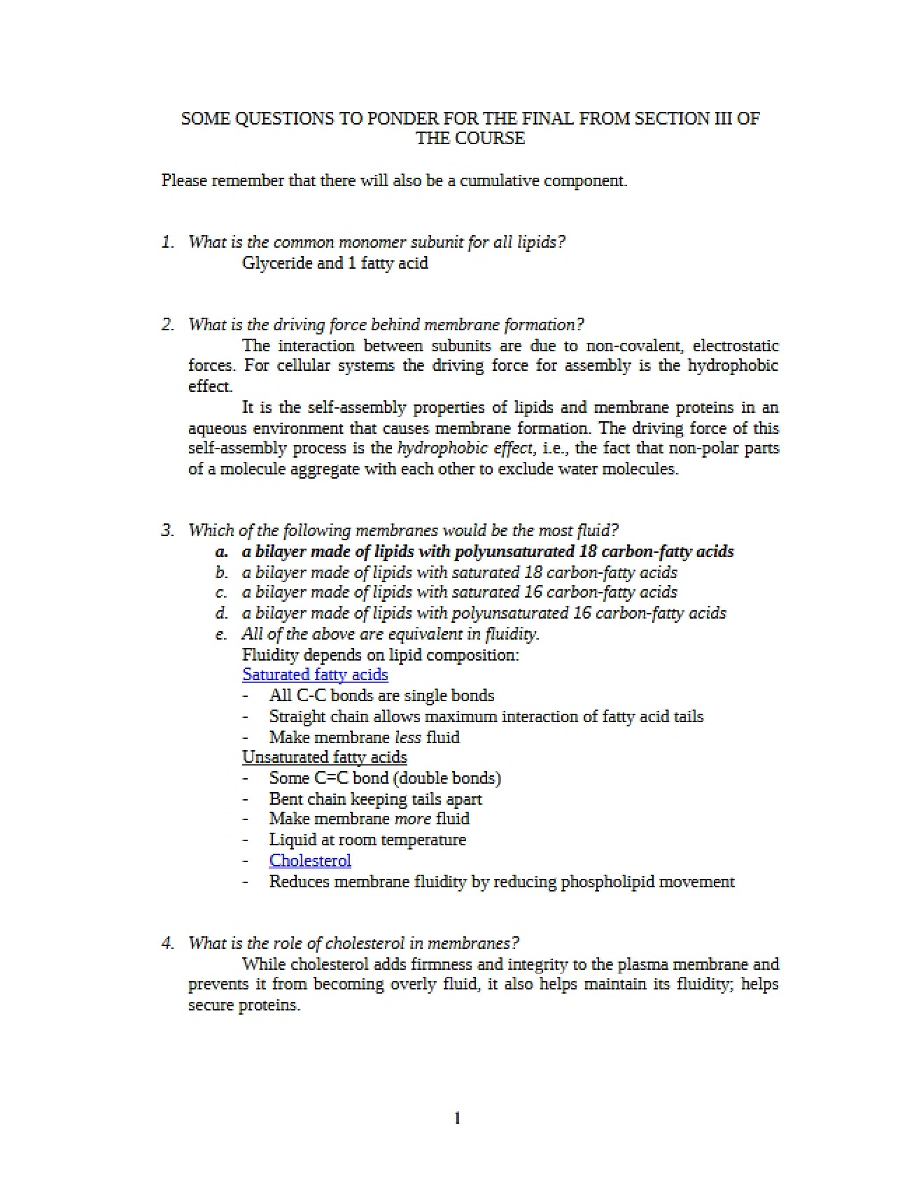 Biochemistry Study Guide