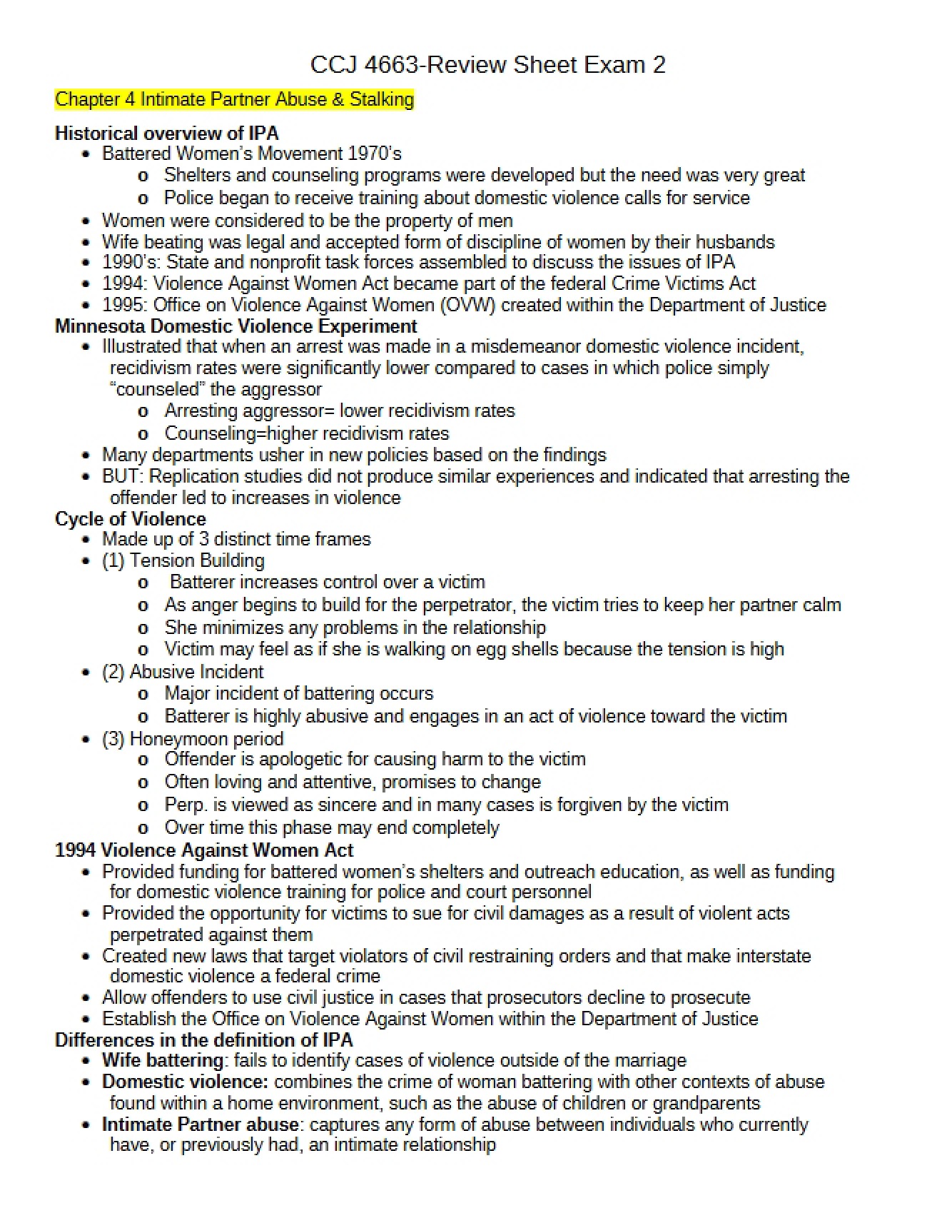 Analysis of Intimate Partner Abuse and Stalking from Chapter 4