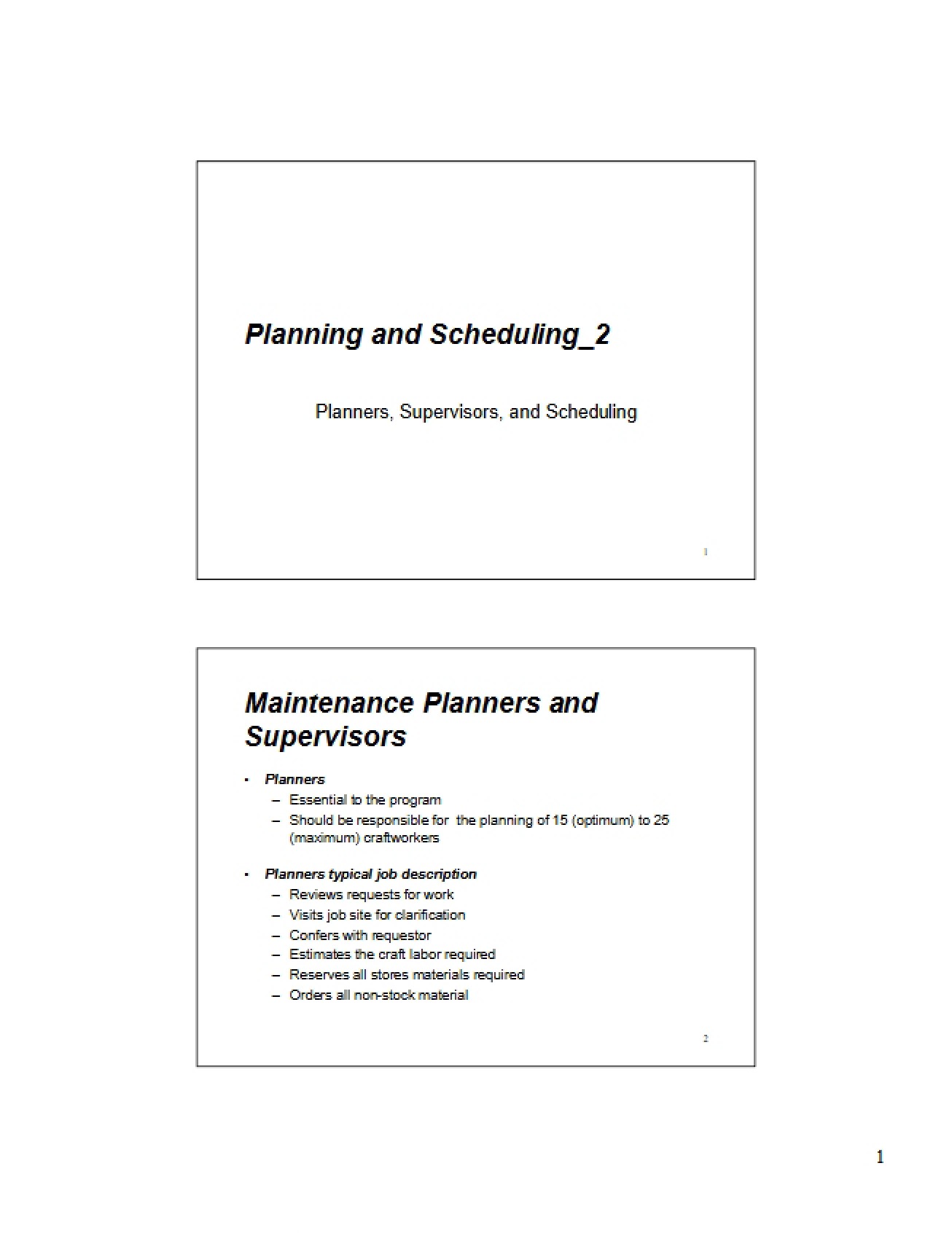 Scheduling and Planning