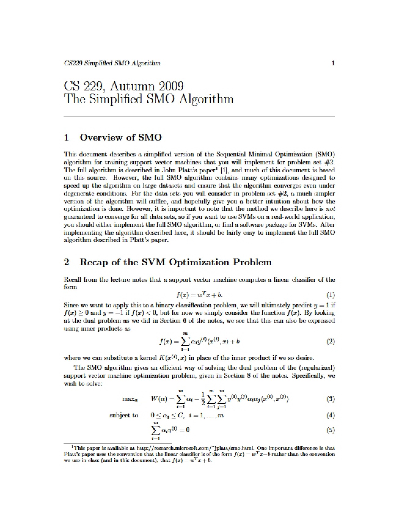 Simplified SMO Algorithm