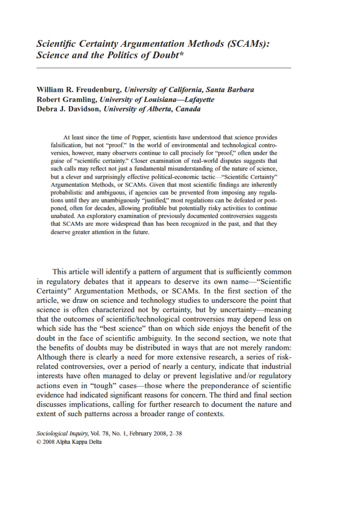 Scientific Certainty Argumentation Methods (SCAMs)