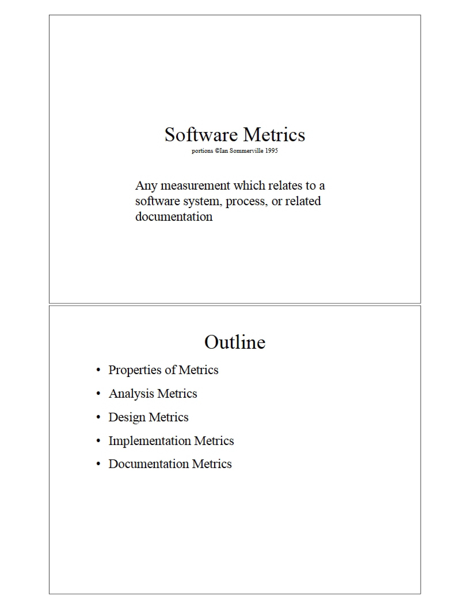 Metrics for Software