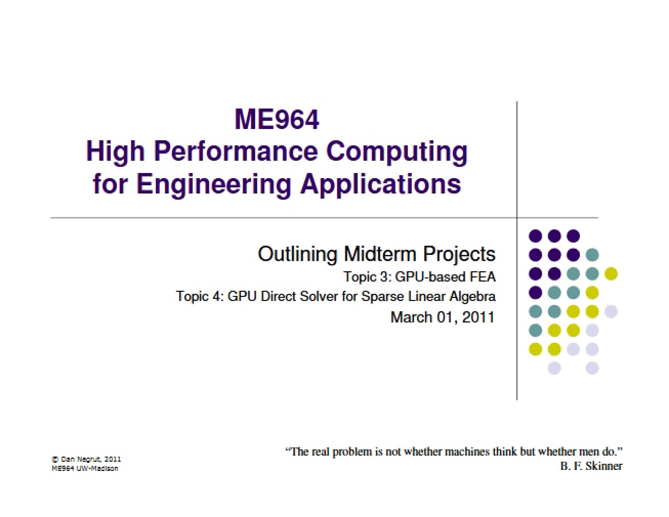 Final Projects Overview for ME964