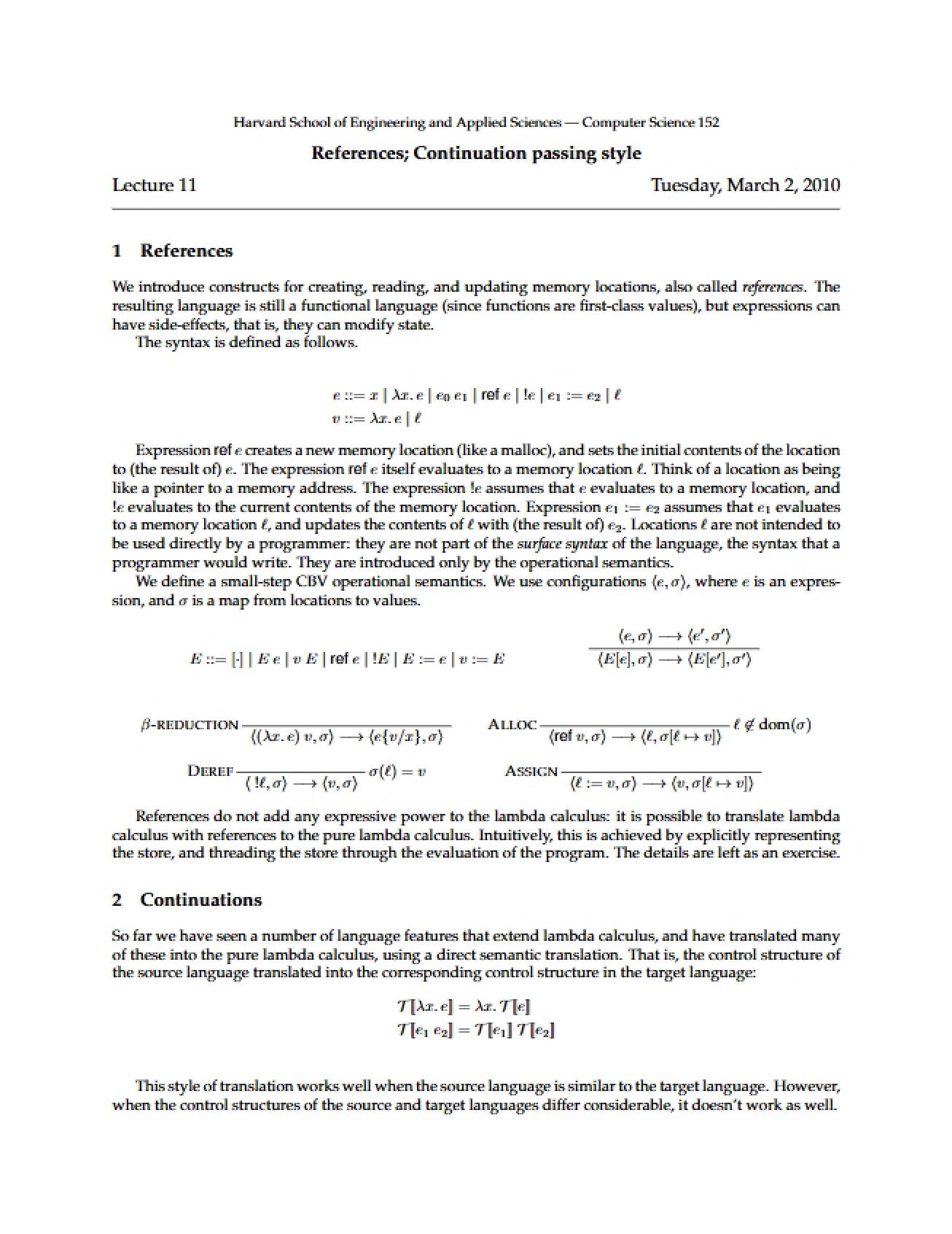 Eleventh Lecture on Programming Languages