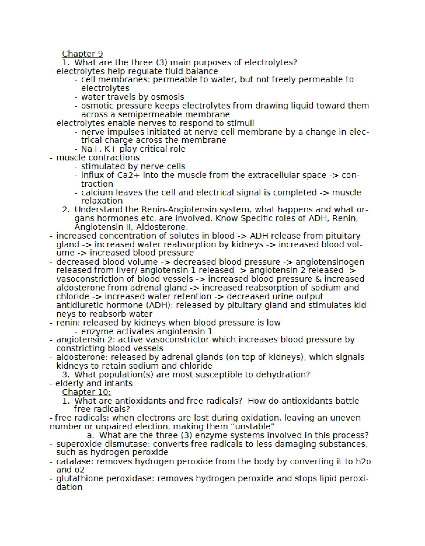 Hydration and Mineral Balance Chapter 9