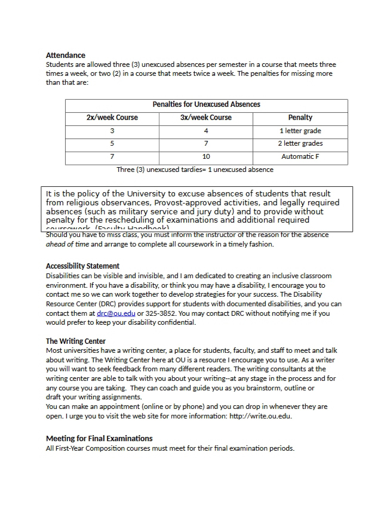 2013 University and Department Policy Update