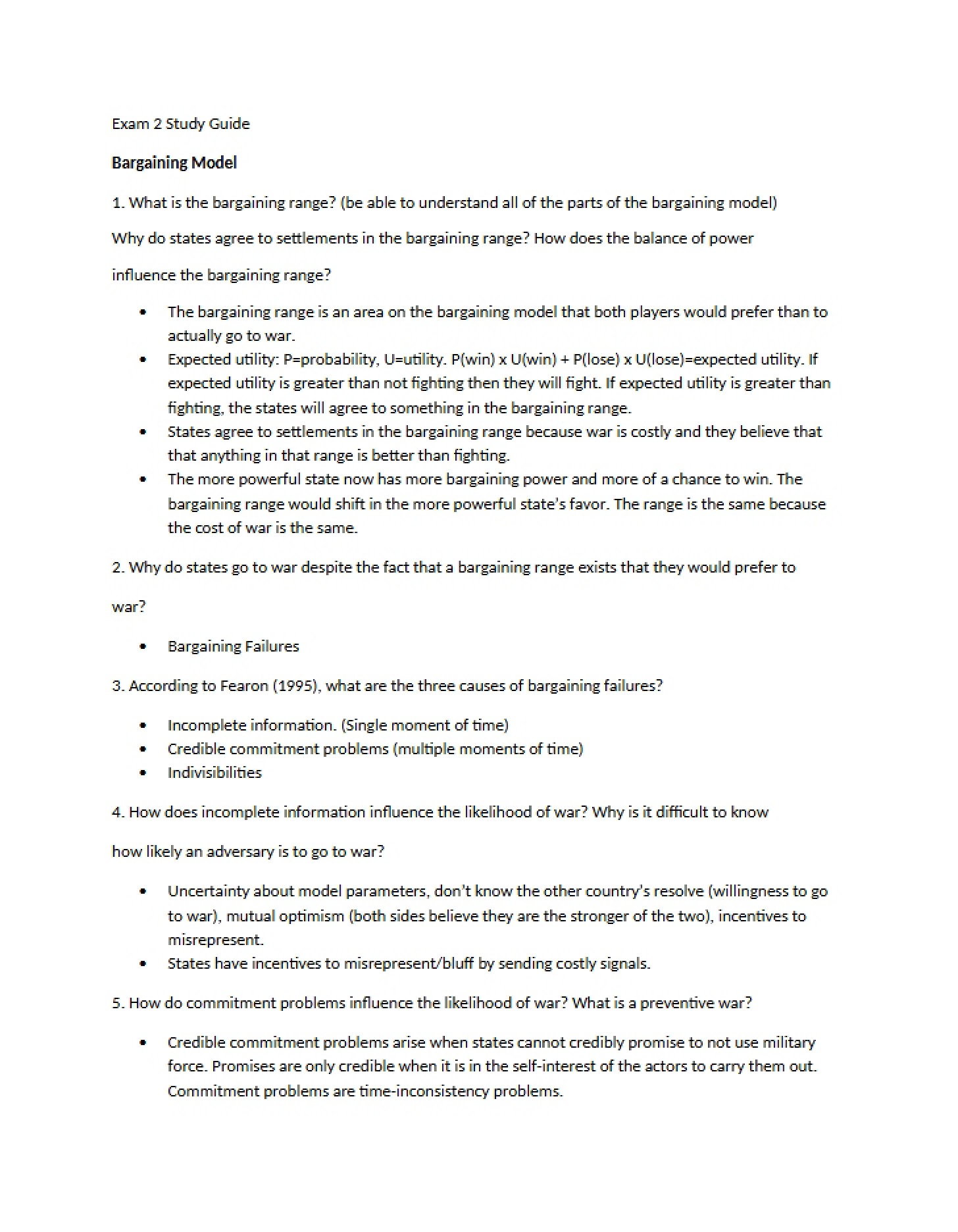 Theories of the Bargaining Framework