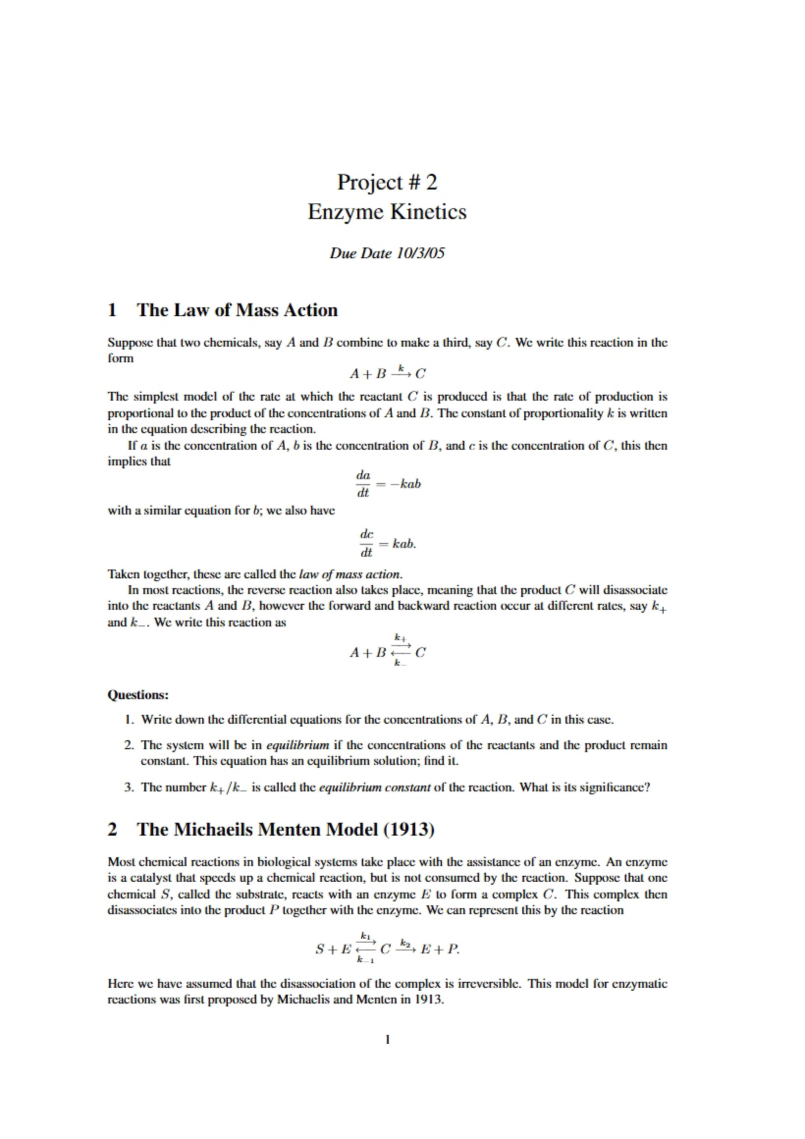 Enzyme Kinetics - Second Project