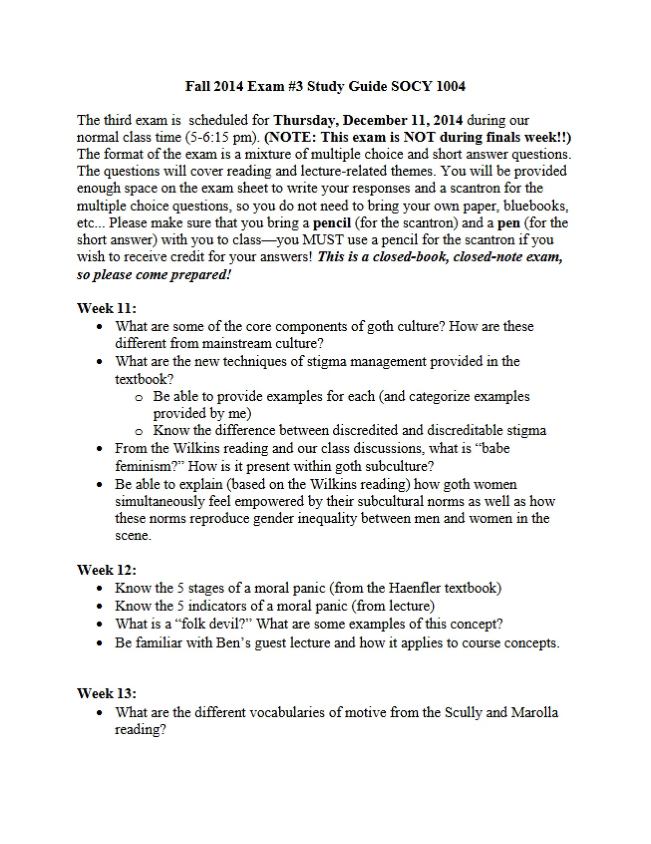Final Study Guide for Sociology