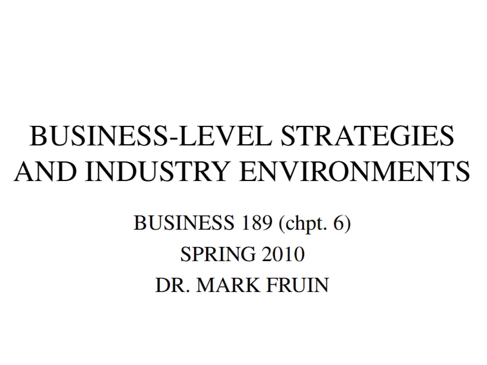 Strategic Management Chapter Six