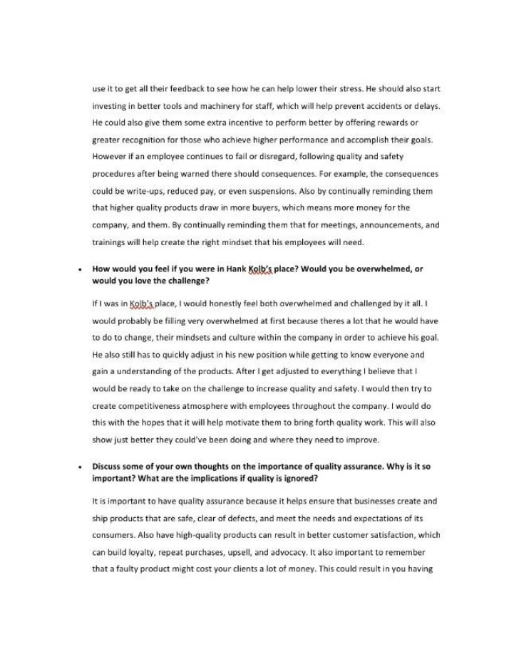 BA 211 Quality Assurance Discussion Questions and Answers