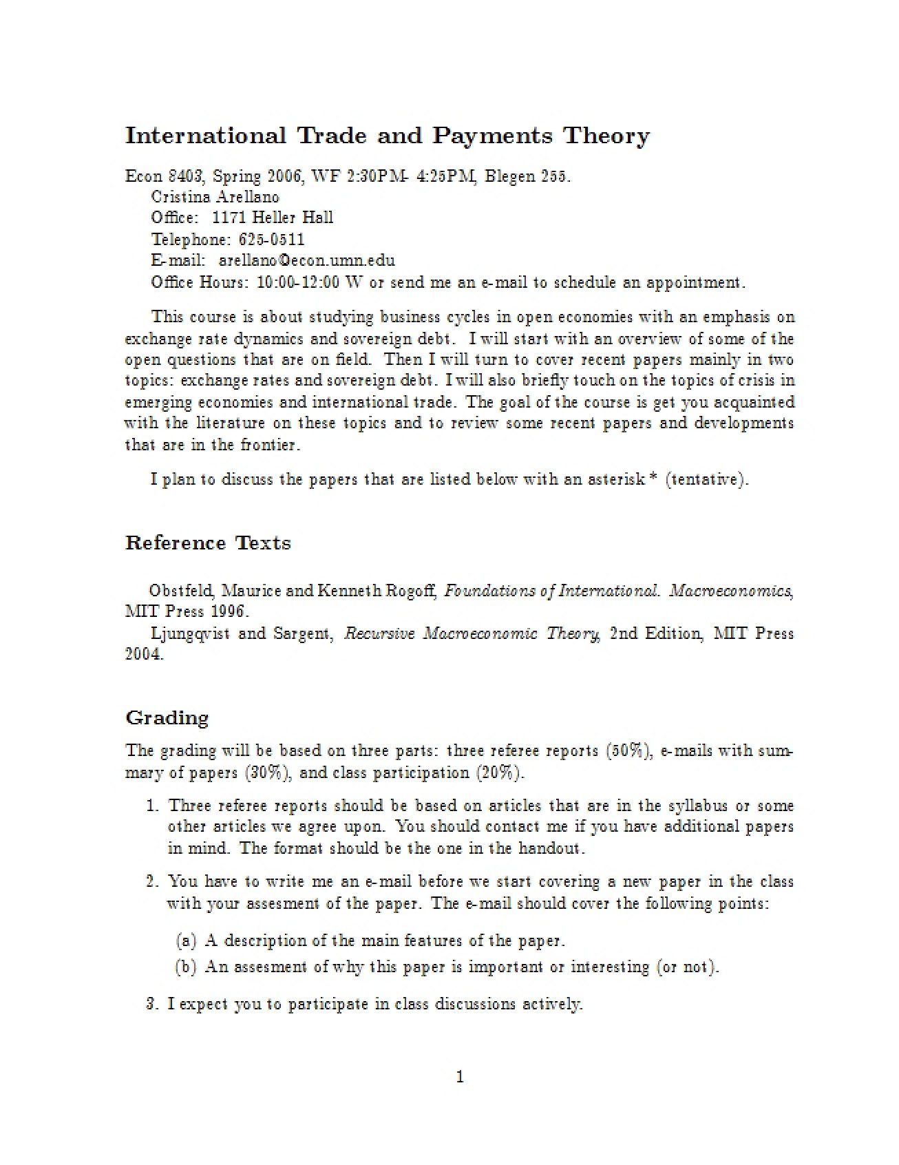 Syllabus for ECON 8403