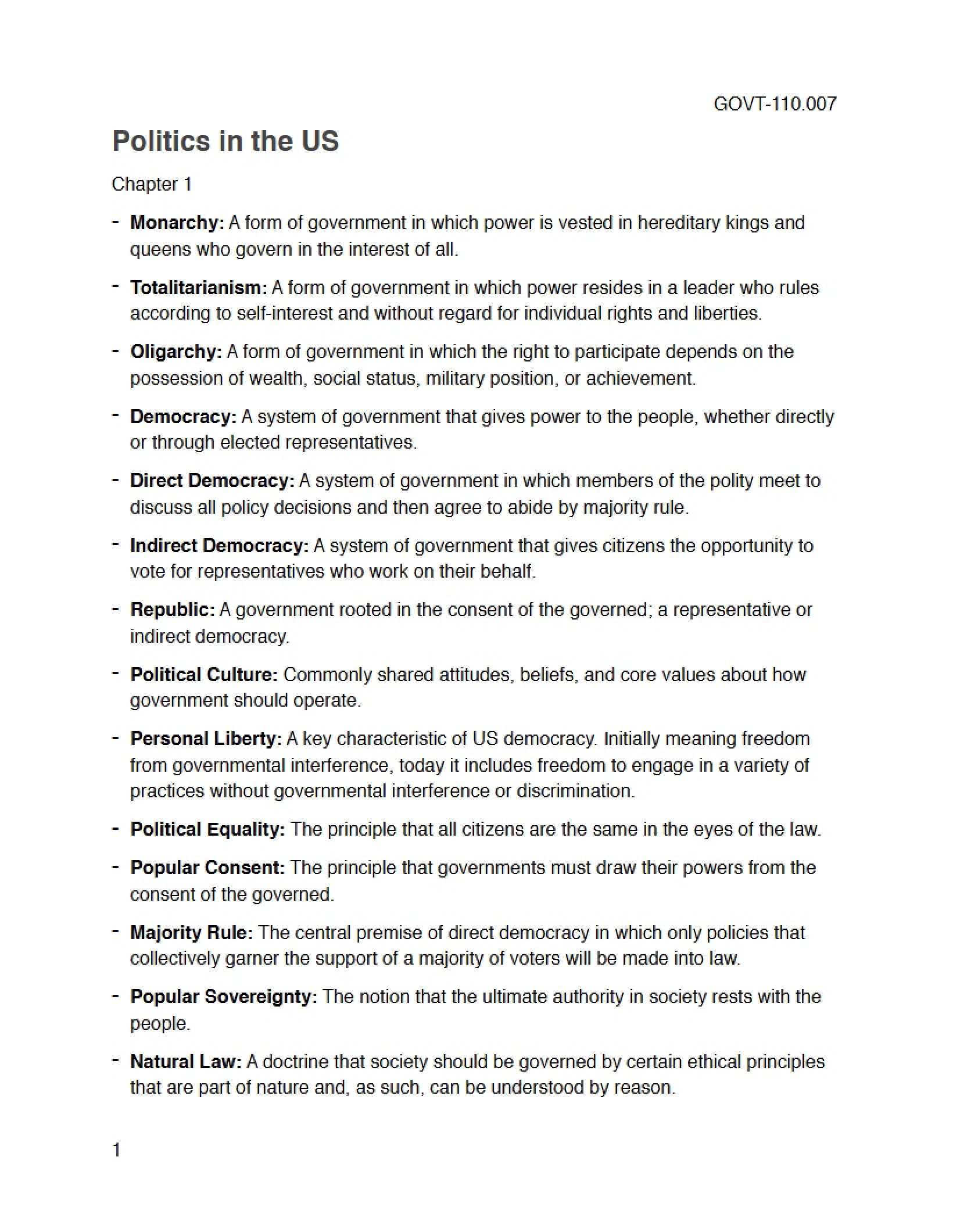 US Political Affairs