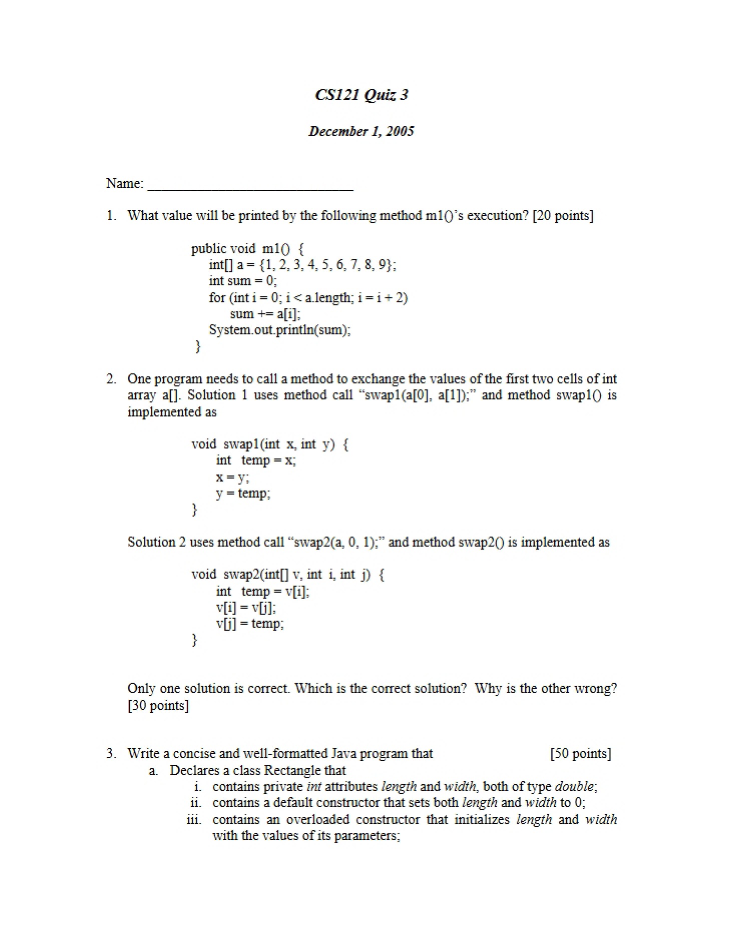 Third Quiz CS 121