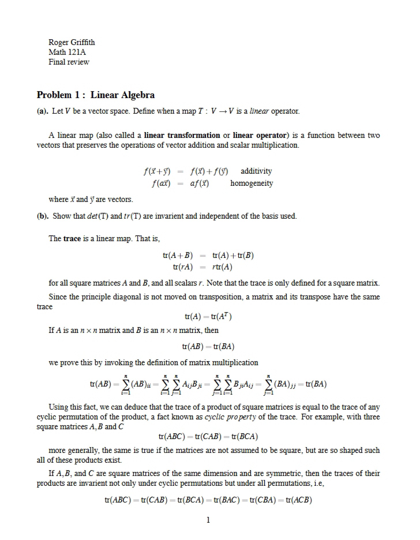 Linear Algebra Problem 1