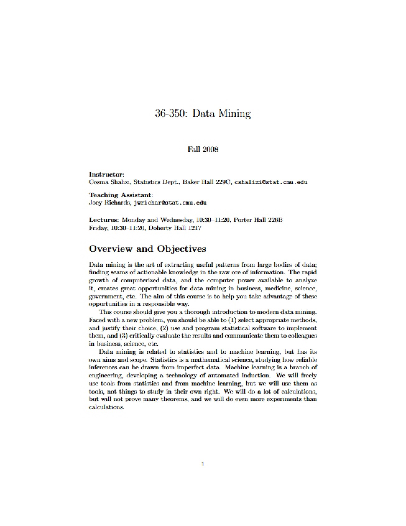 Statistical Computing Syllabus