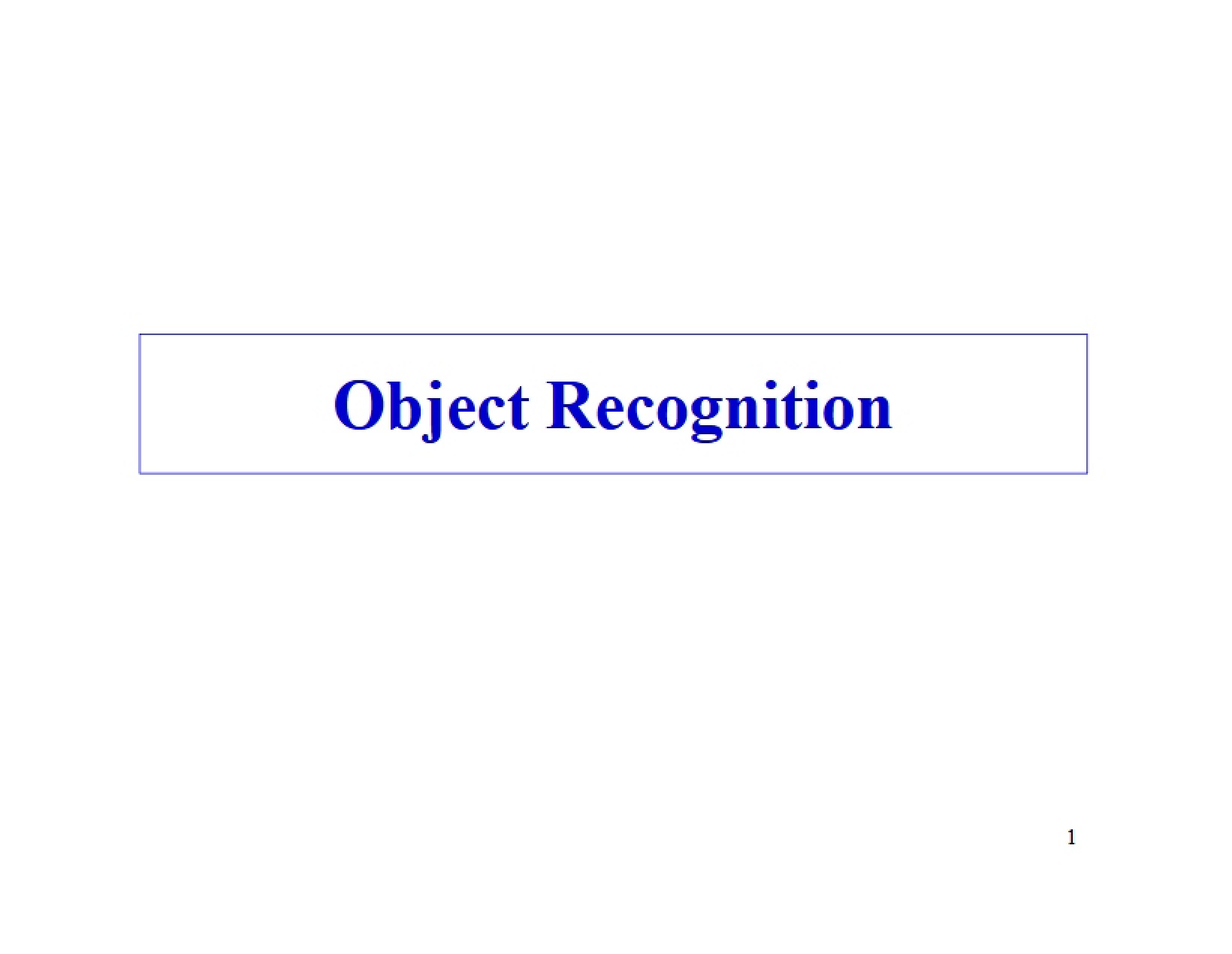 Recognition of Objects