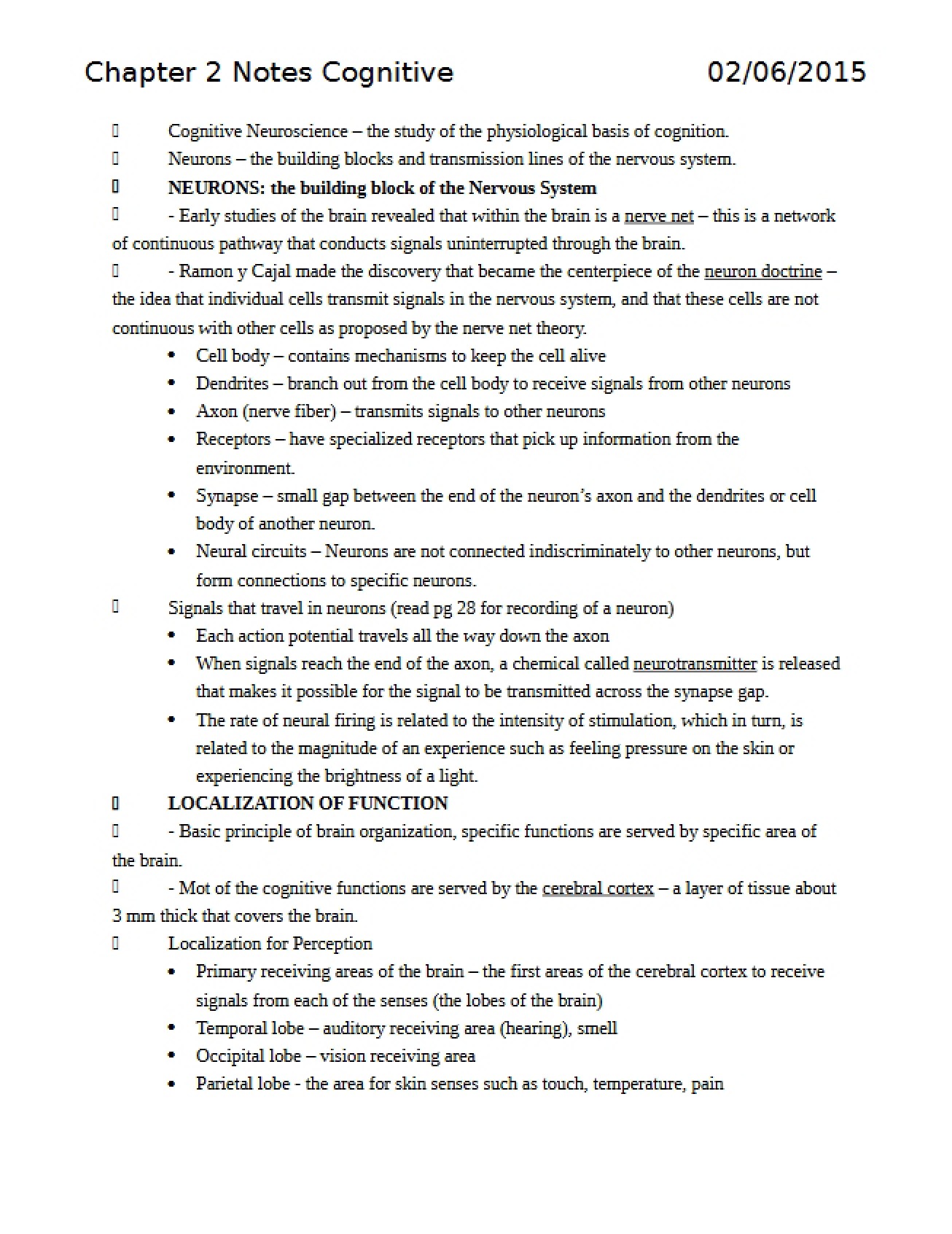 Chapter 2 Notes on Human Cognitive Processes