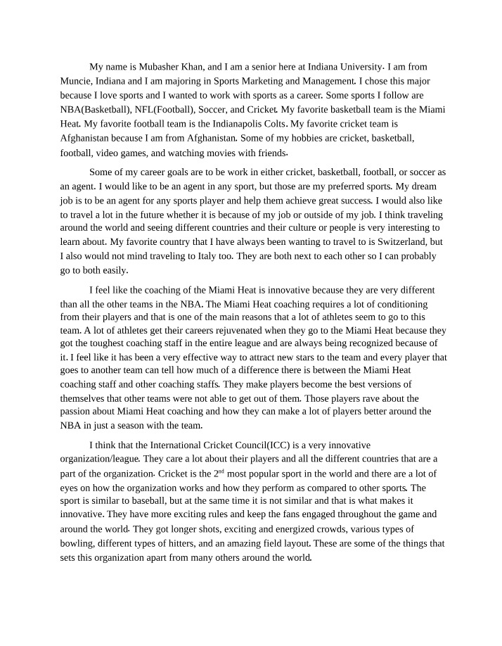 Personal Statement - Mubasher Khan