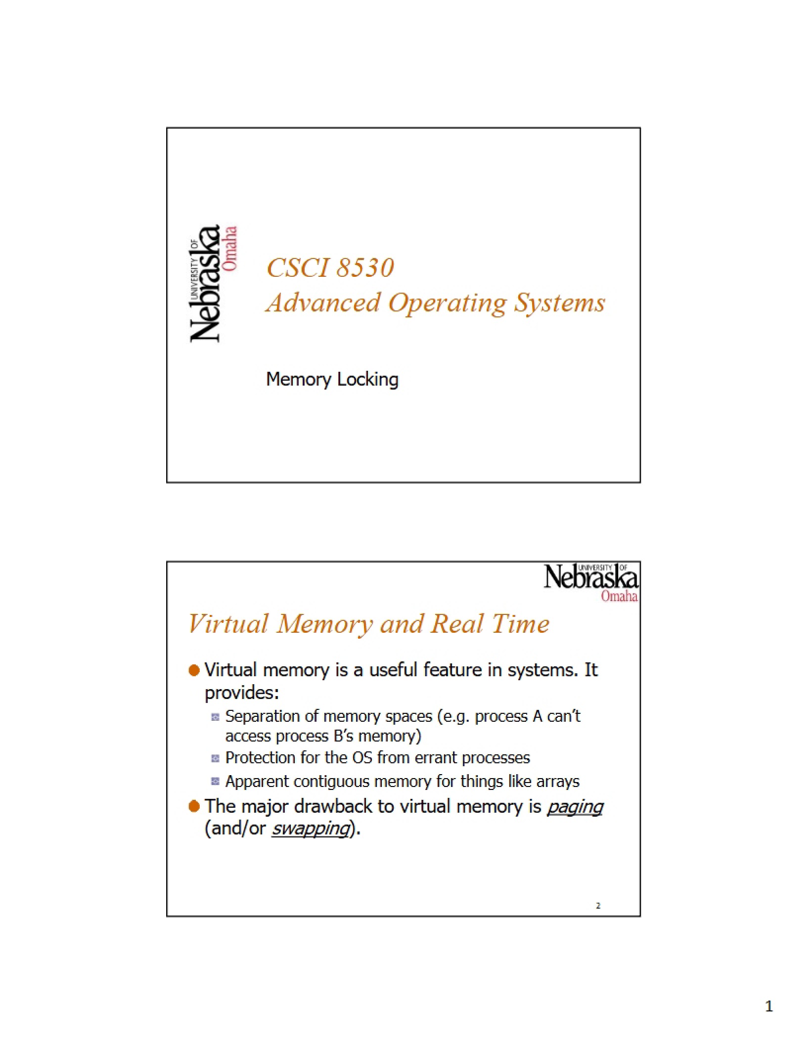 Locking of Memory