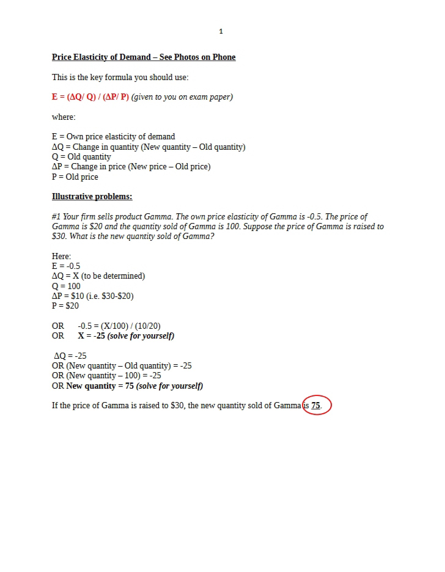 Elasticity of Price