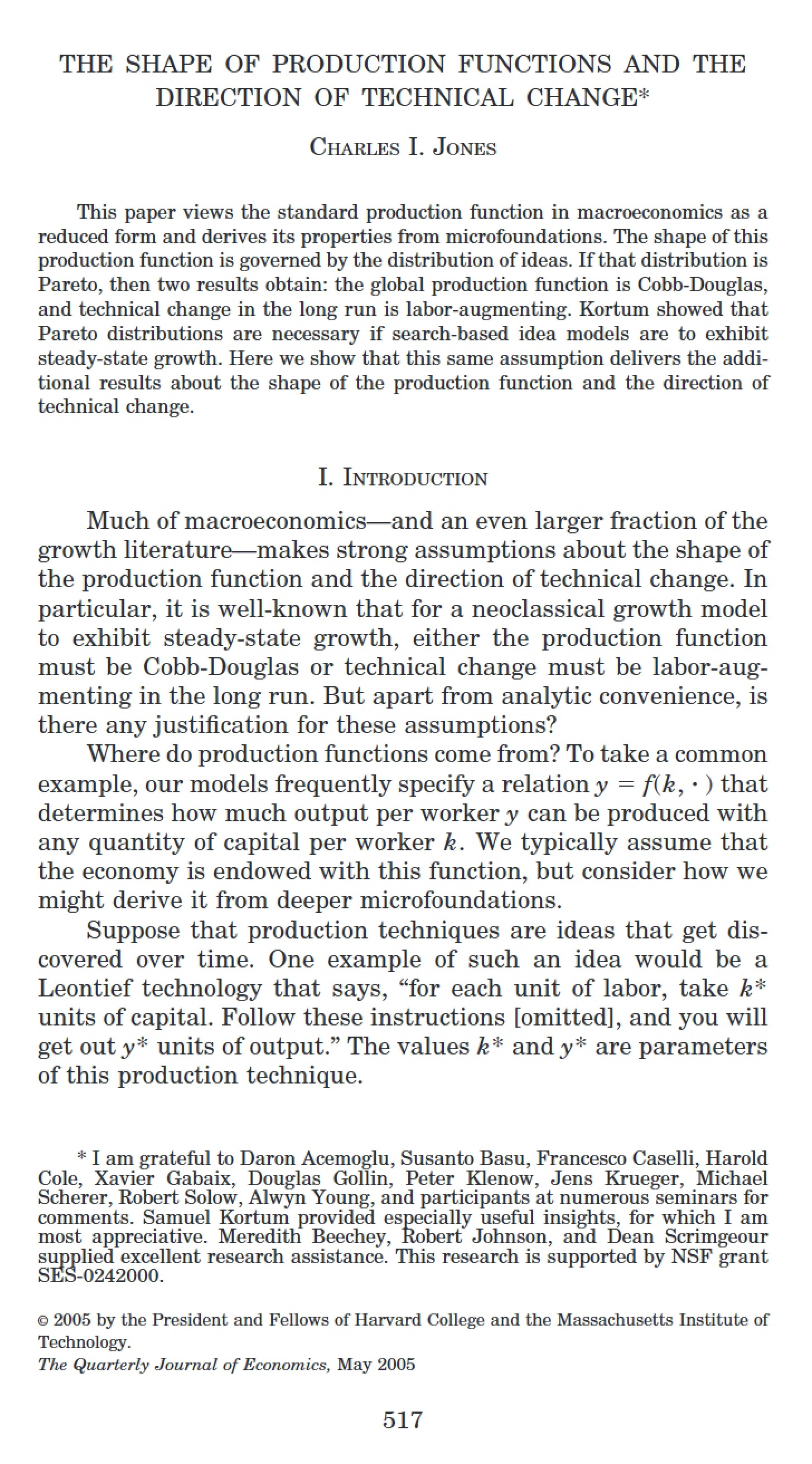 Technical Change Direction and Production Functions
