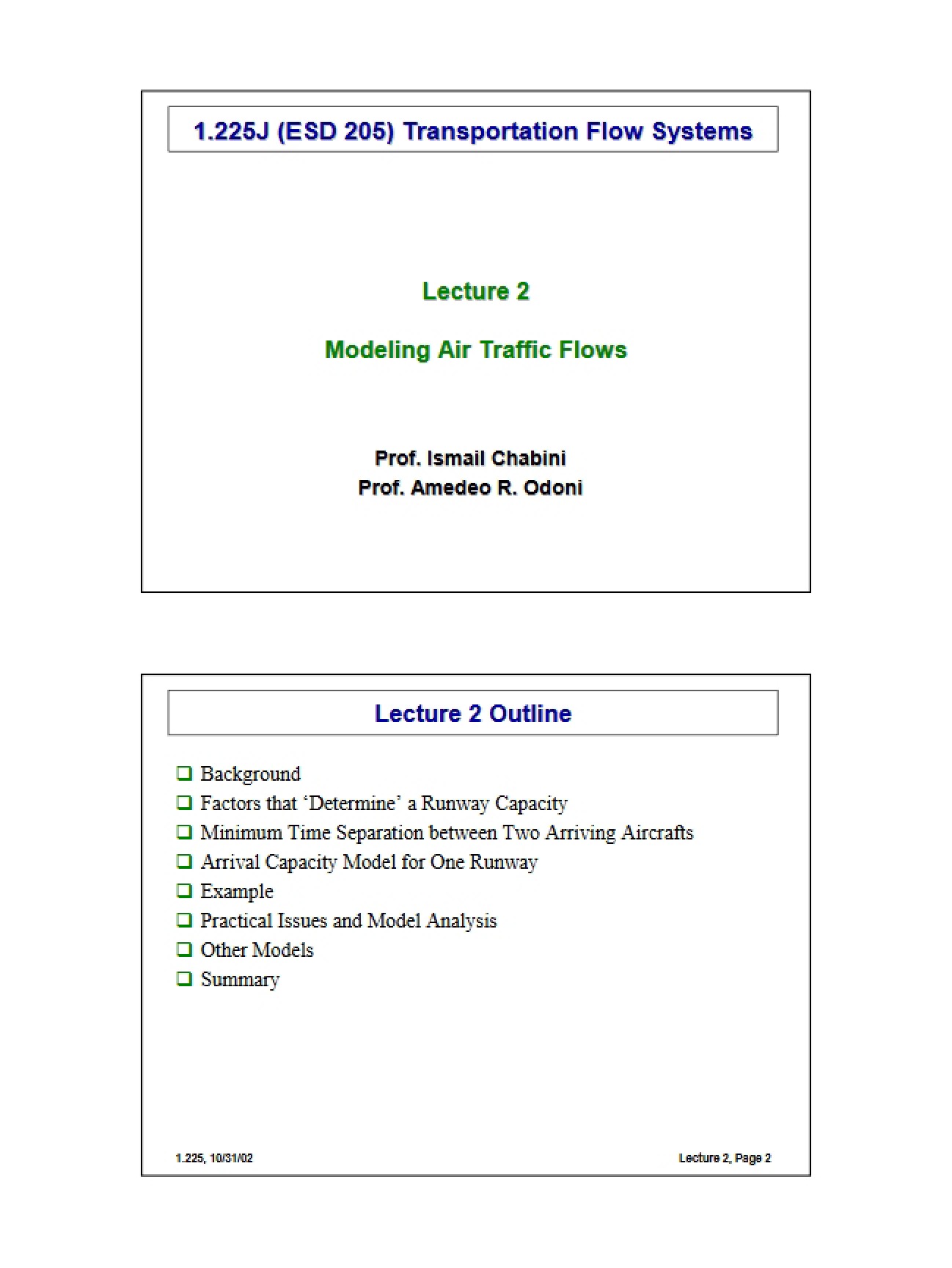 Air Traffic Flows Modeling (Lecture 2)